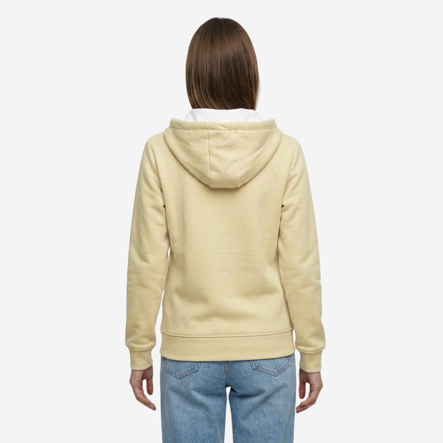 Women’s Solid Zipper Hoodie Jacket (Biscotti)