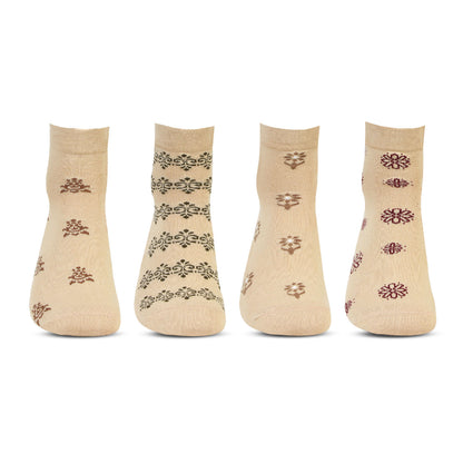 Designer Fancy Ankle Socks for Women - Skin