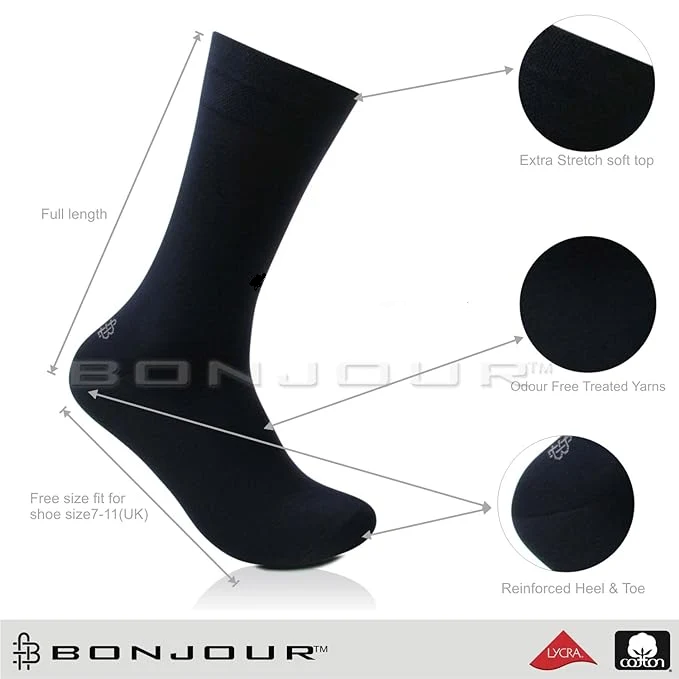 Men Cotton Odour Free Multicolored Plain Socks- Pack of 4