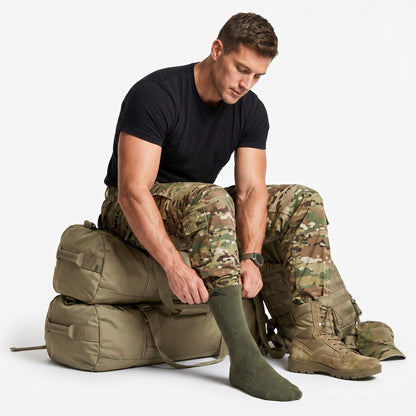 Men Olive Long Leg Socks