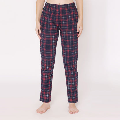 Women's Knitted Checkered Prints Cotton Pajamas