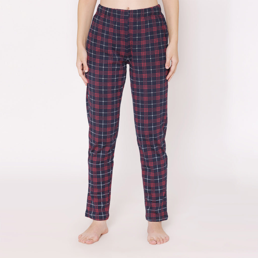 Women's Knitted Checkered Prints Cotton Pajamas