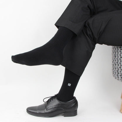 Men Ribbed Formal Socks - Black