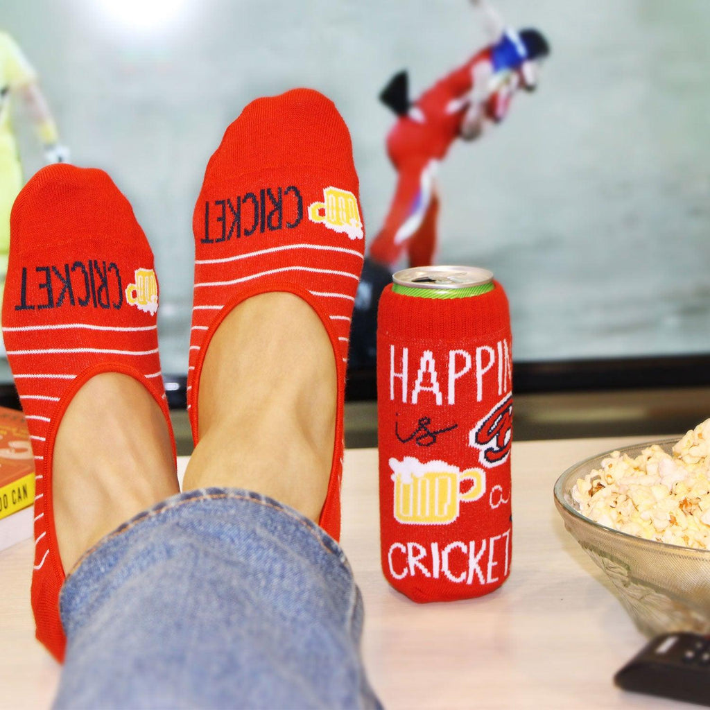 Men binge-watch cricket lover - Red socks