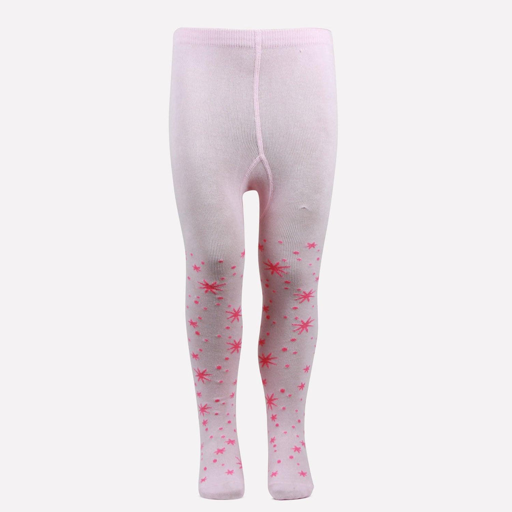 Barbie Printed Knitted Tights For Baby Girls - Baby Pink