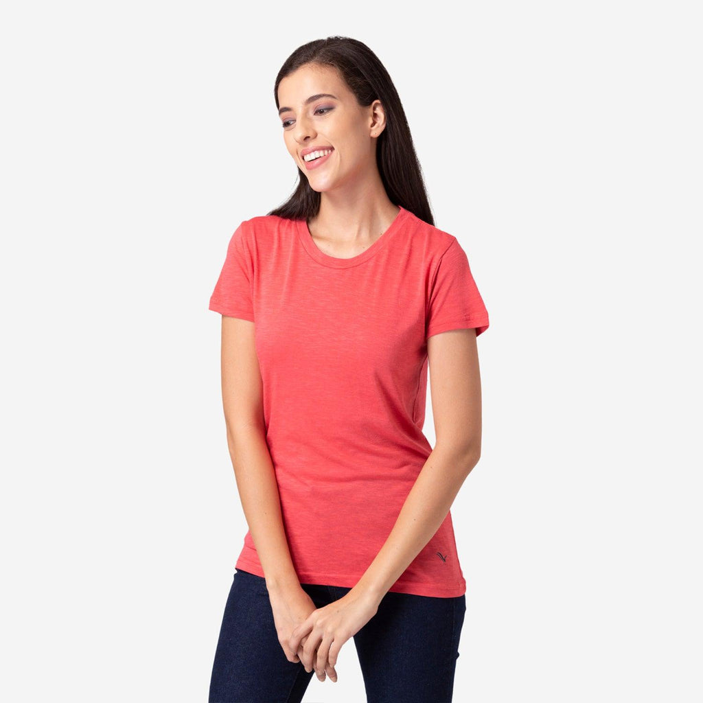 Ladies Plain Half Sleeve Round-Neck T-Shirt For Summer