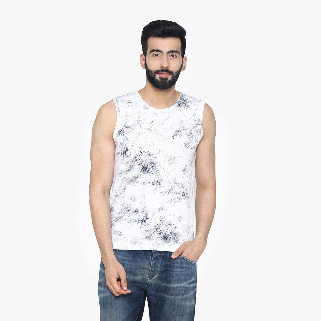 Men's Sleeveless  Casual Round - Neck Printed  T-Shirt - Bonjour Group