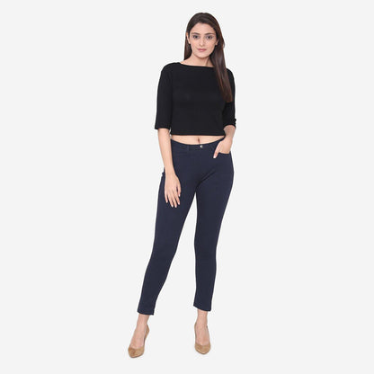 Vami Women's  Cotton Stretchable Jeggings - Navy - Bonjour Group