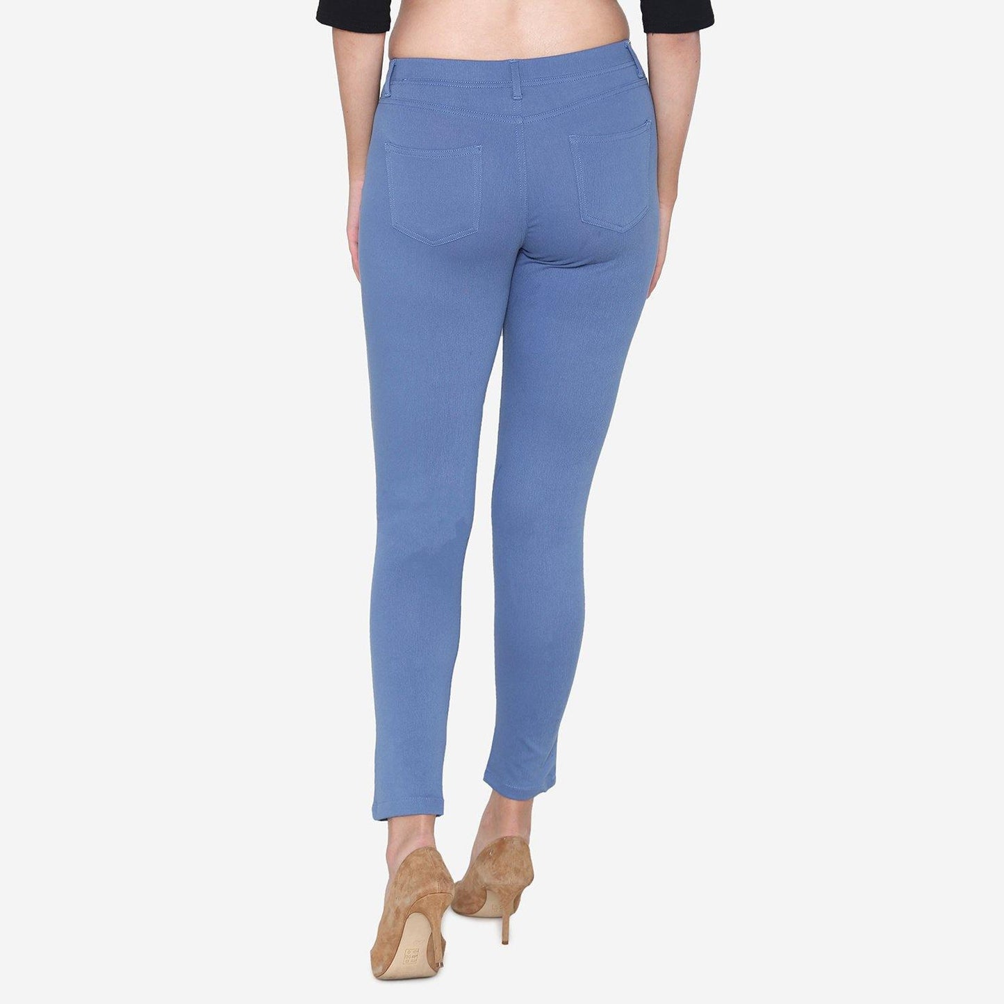 Vami Women's  Cotton Stretchable Jeggings - Lt.Denim Blue - Bonjour Group