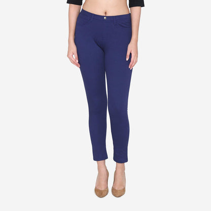 Vami Women's  Cotton Stretchable Jeggings - Ink Blue - Bonjour Group