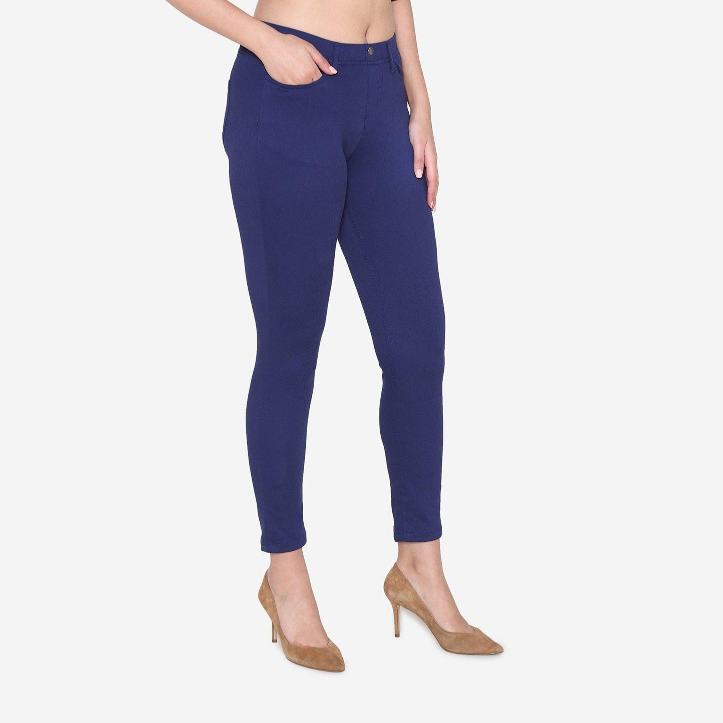 Vami Women's  Cotton Stretchable Jeggings - Ink Blue - Bonjour Group