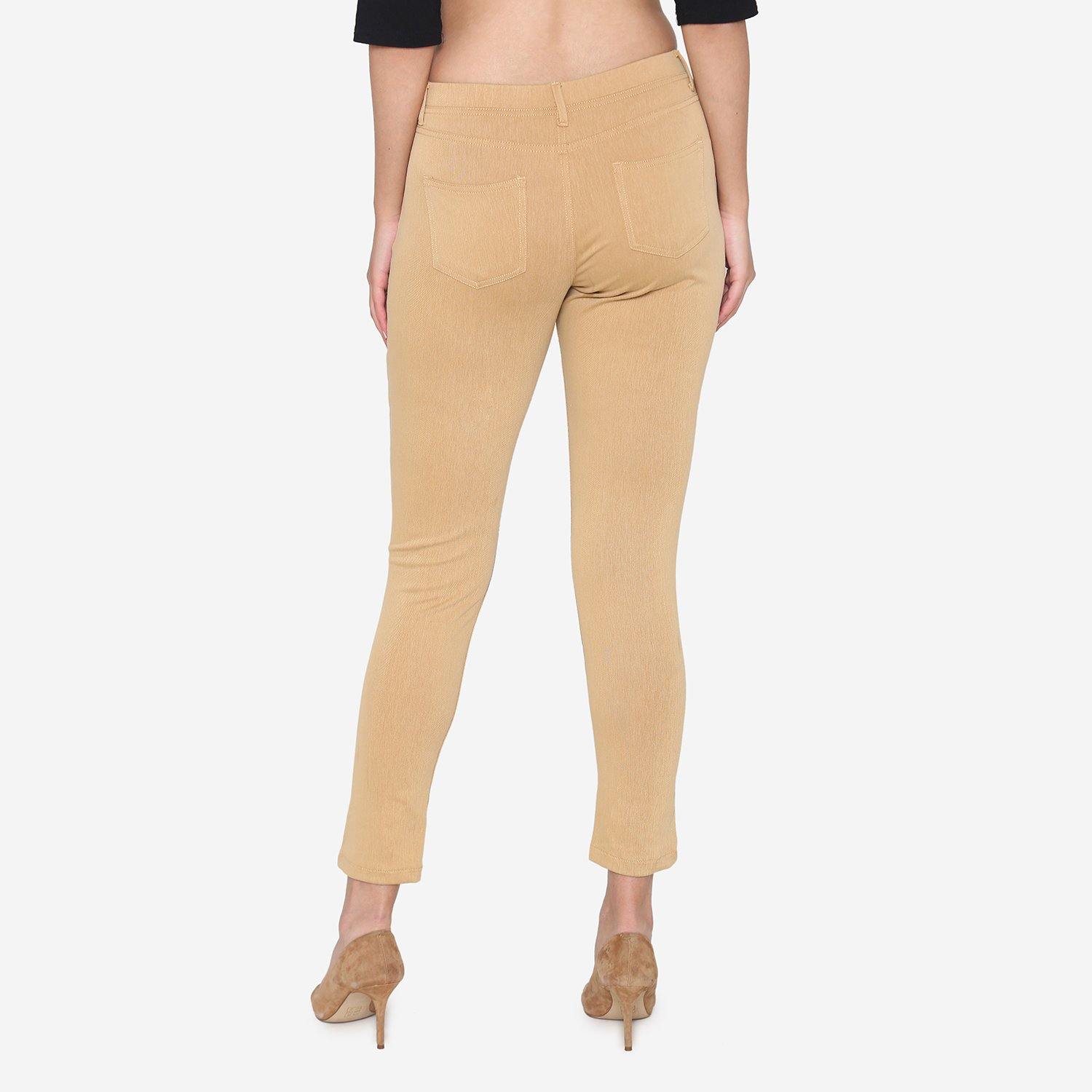 Vami Women's  Cotton Stretchable Jeggings - Beige - Bonjour Group