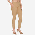 Women's Cotton Formal Pants - Beige