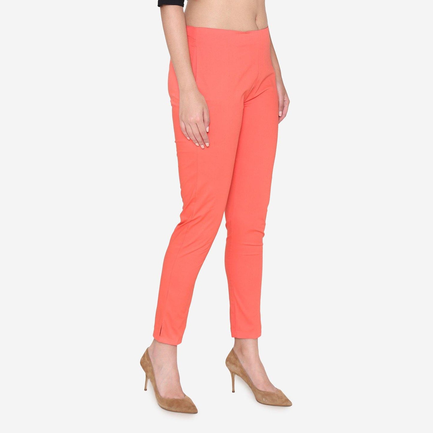 Vami Women's Cotton Formal Trousers - Cherry - Bonjour Group