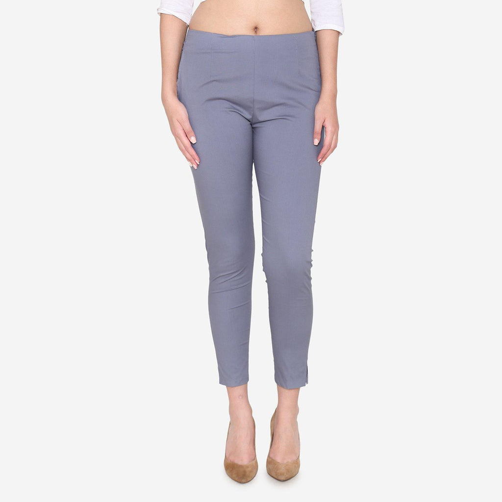 Vami Women's Cotton Formal Trousers - Grey - Bonjour Group