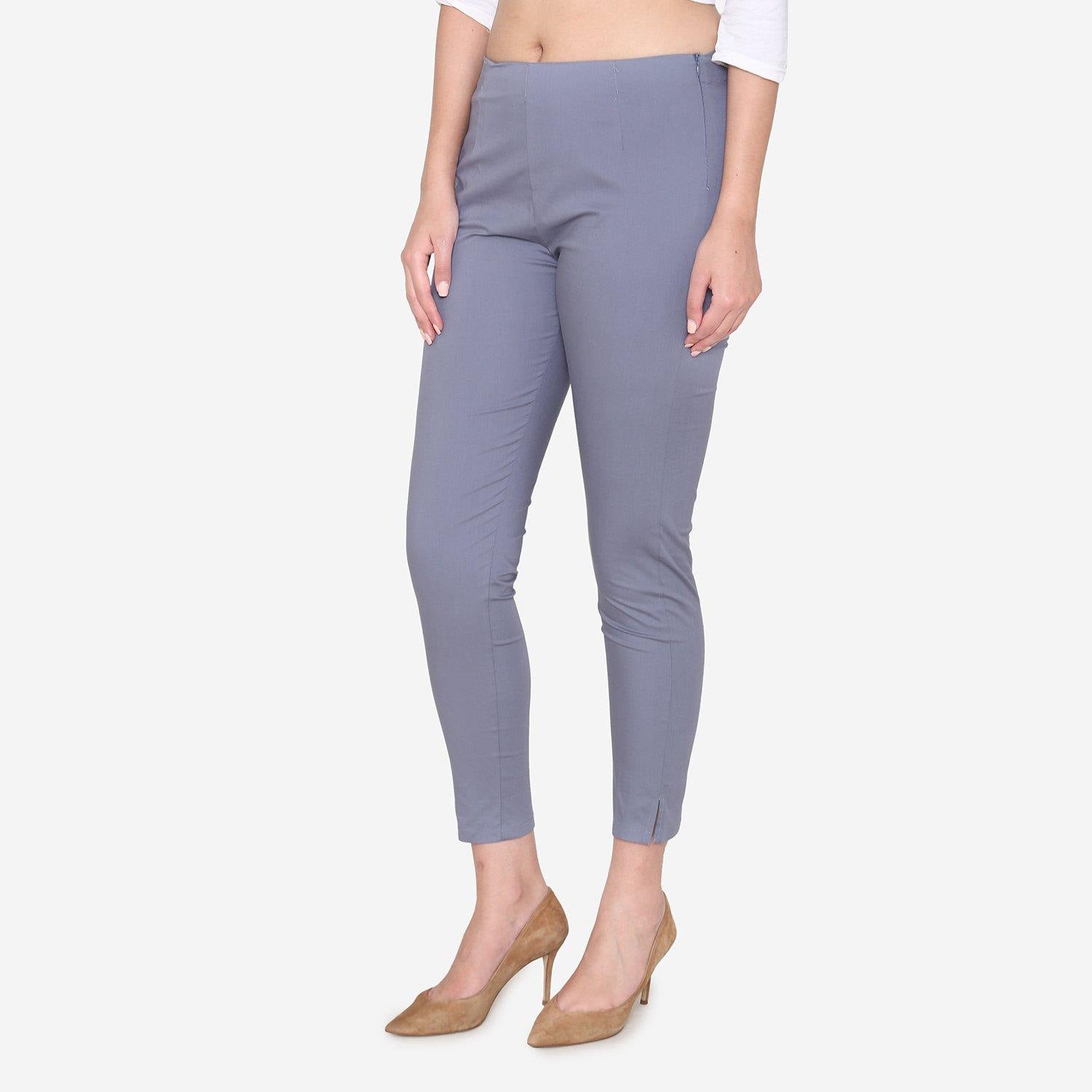 Vami Women's Cotton Formal Trousers - Grey - Bonjour Group