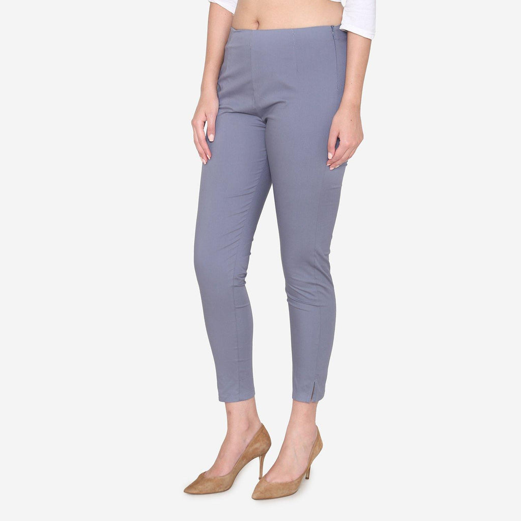 Iron grey super 100s pure wool flat-front Cigarette Pants | Sumissura
