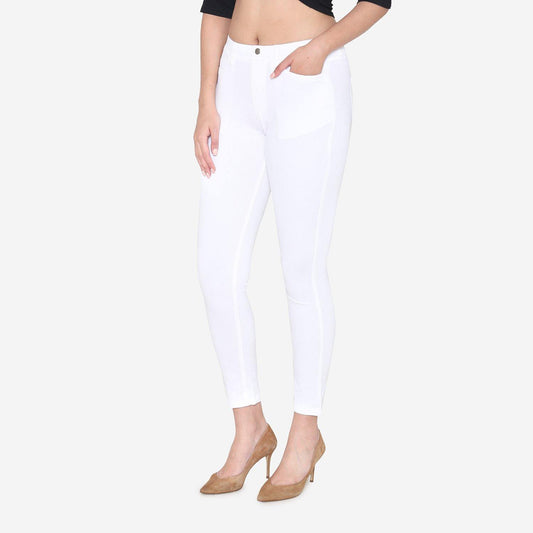 Vami Women's  Cotton Stretchable Jeggings - White - Bonjour Group