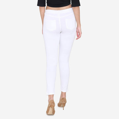Vami Women's  Cotton Stretchable Jeggings - White - Bonjour Group