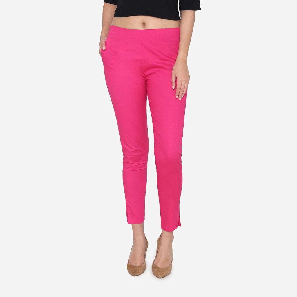 Vami Women's Cotton Formal Trousers- fuchsia - Bonjour Group