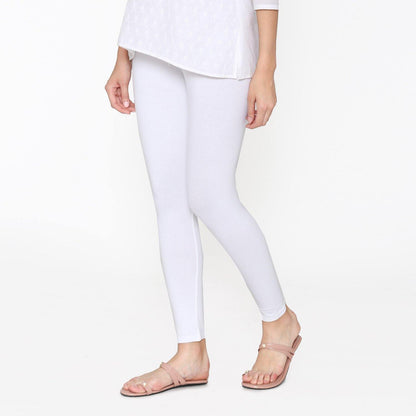 White Color Ankle Leggings