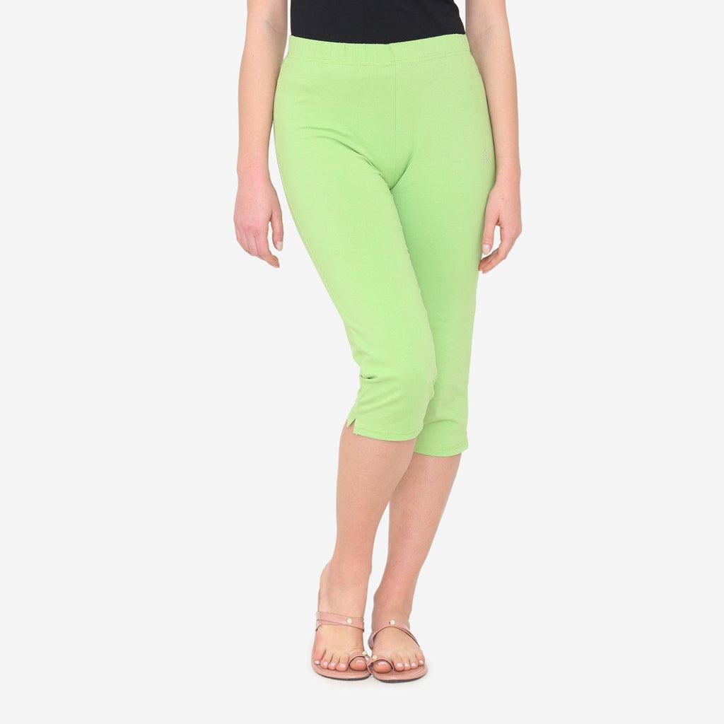 Women's Comfy Classy Plain Capri For Summer - Green - Bonjour Group