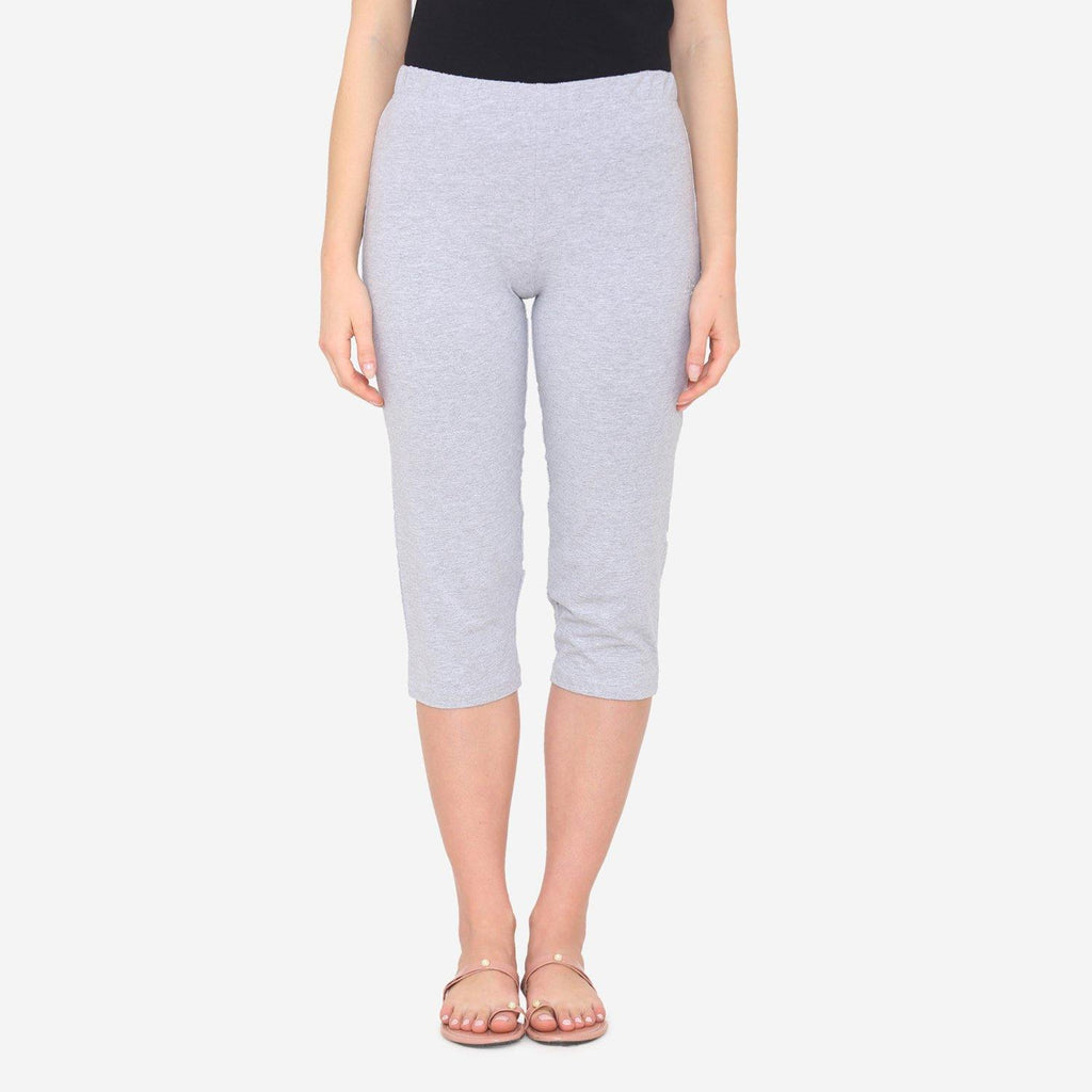 Women's Plain Knitted Capri for Summer - Light Grey - Bonjour Group