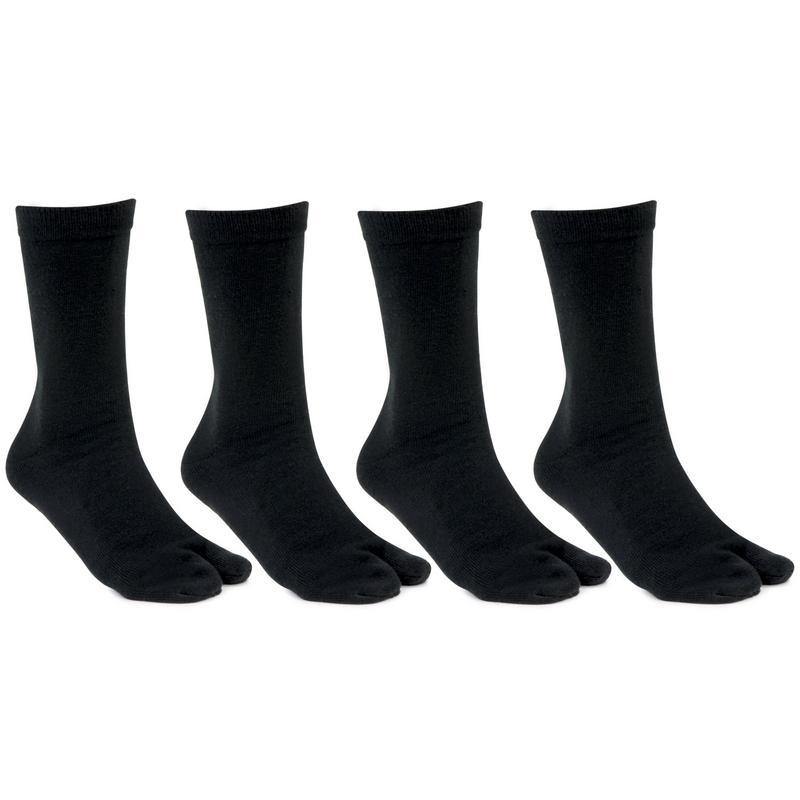 Women's Woolen Thumb Crew Socks In Black - Pack of 4