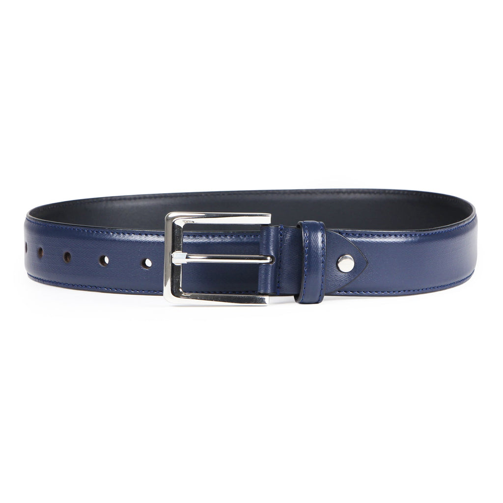 Men's Luxe Solid Pure Leather Belt - Blue