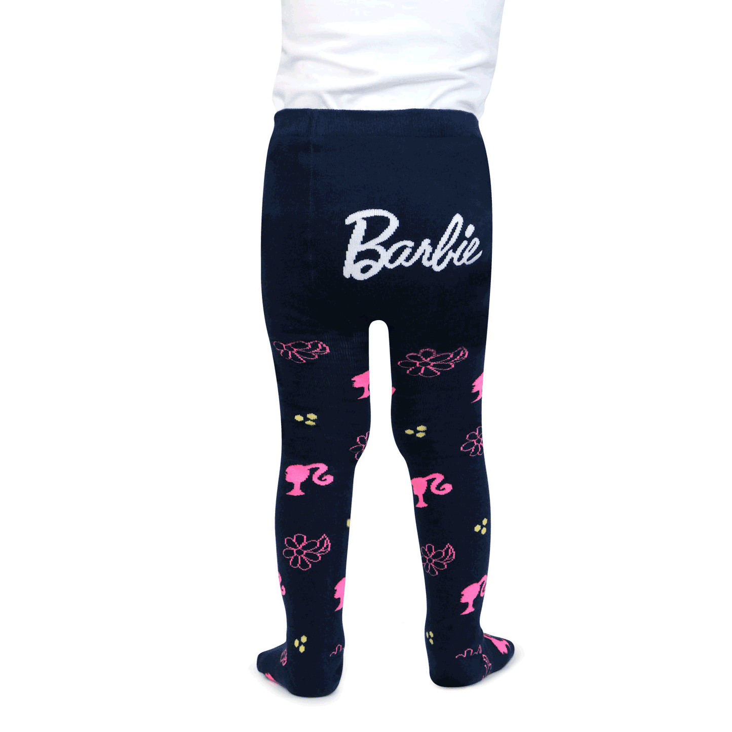 Barbie Cute Prints Knitted Tights For Baby Girls - Navy Pink - Bonjour Group