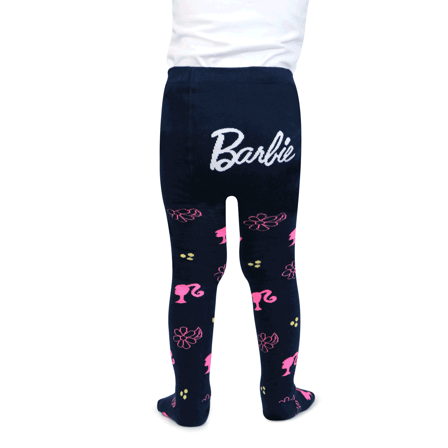 Barbie Cute Prints Knitted Tights For Baby Girls - Navy Pink - Bonjour Group