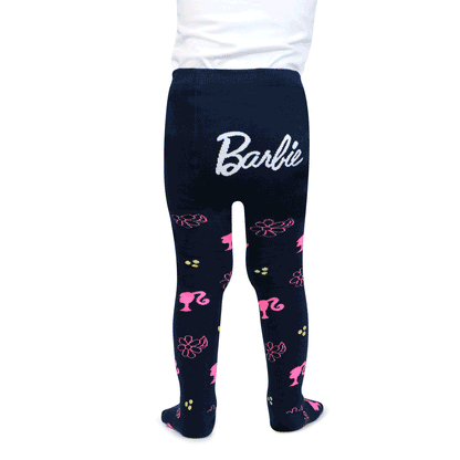 Barbie Cute Prints Knitted Tights For Baby Girls - Navy Pink - Bonjour Group