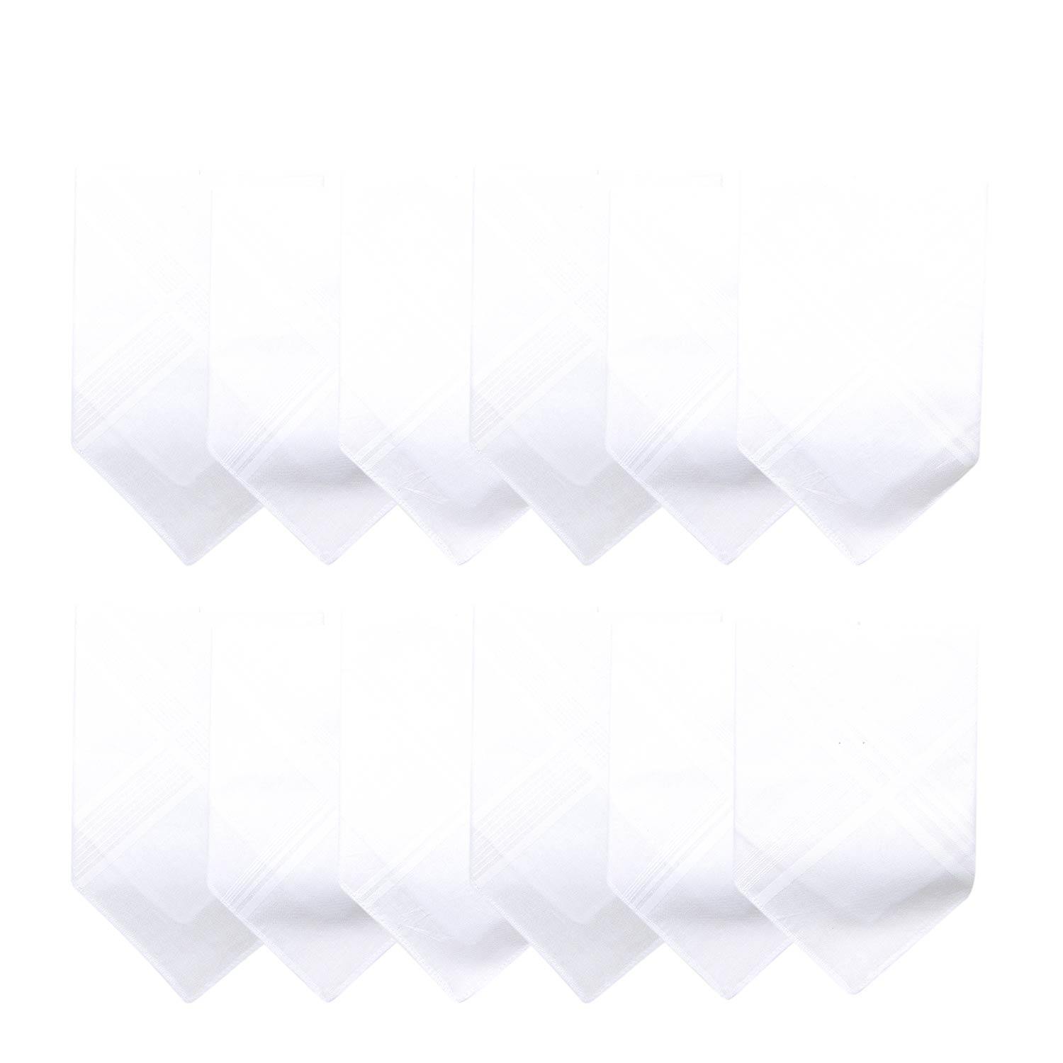 Men's Formal Cotton Handkerchief in White -Pack of 12 - Bonjour Group