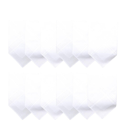 Men's Formal Cotton Handkerchief in White -Pack of 12 - Bonjour Group