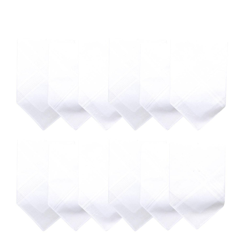 Men's Formal Cotton Handkerchief in White -Pack of 12 - Bonjour Group