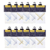 Mens Formal Cotton Handkerchief in White with colorful stripes- Pack of 12 - Bonjour Group