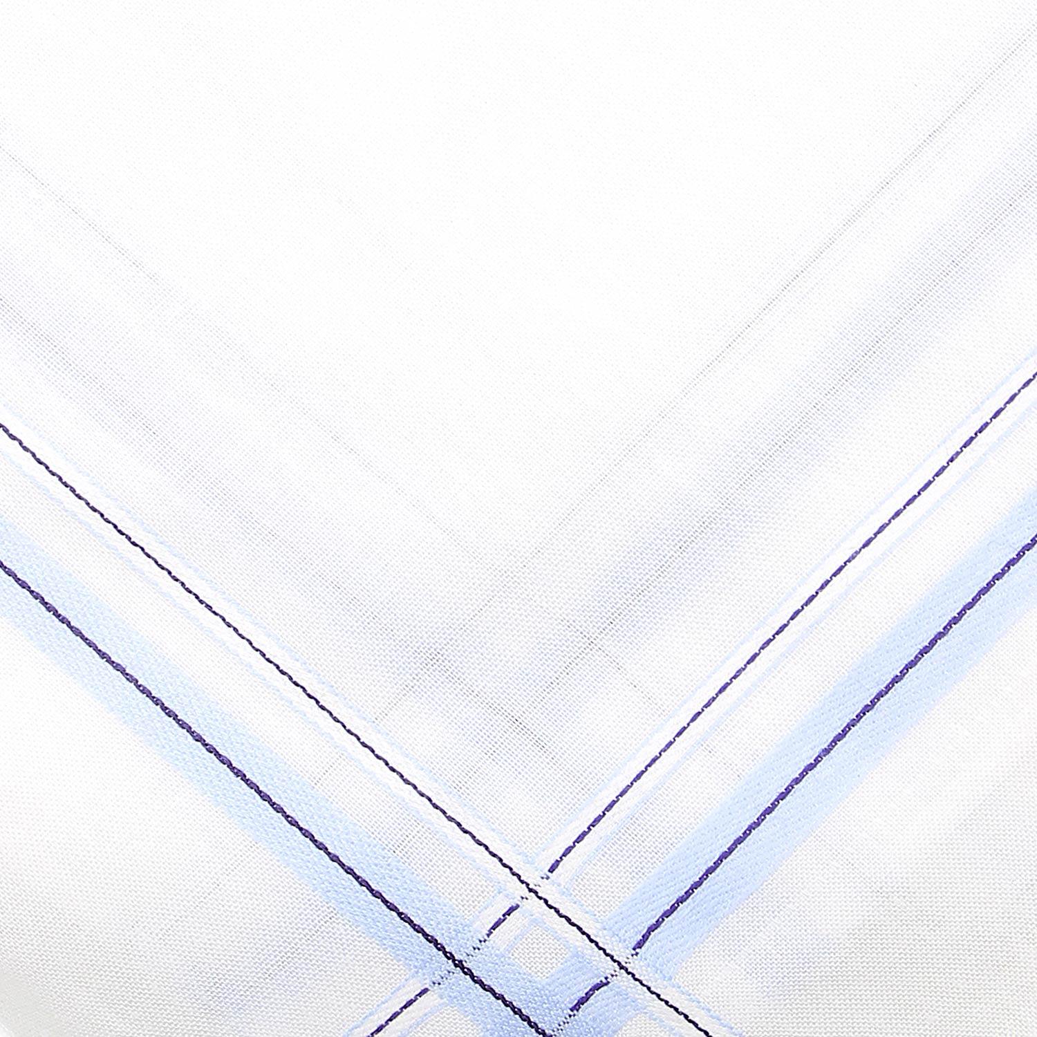 Mens Formal Cotton Handkerchief in White with colorful stripes- Pack of 12 - Bonjour Group