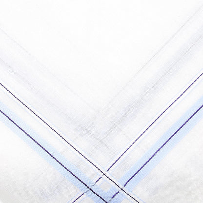 Mens Formal Cotton Handkerchief in White with colorful stripes- Pack of 12 - Bonjour Group