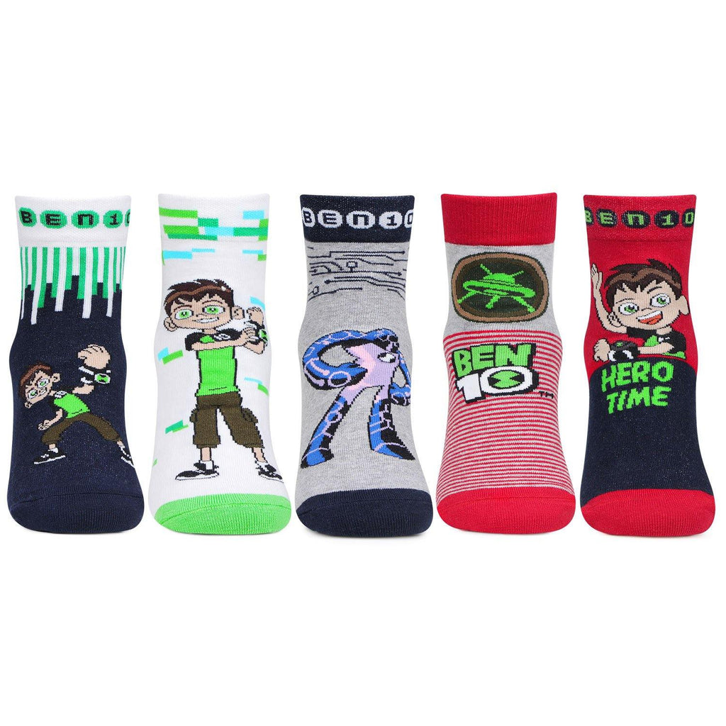 Ben 10 Ankle-Length Socks  Cotton For Boys- Pack Of 5 - Bonjour Group