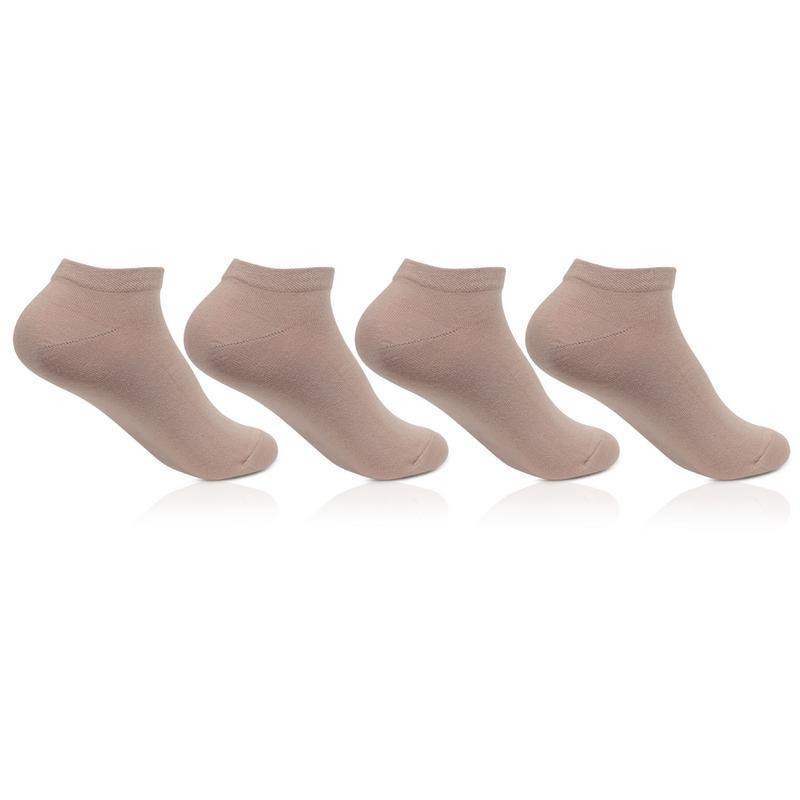 Women's Plain Cotton Secret Length Socks in Skin Color - Pack of 4