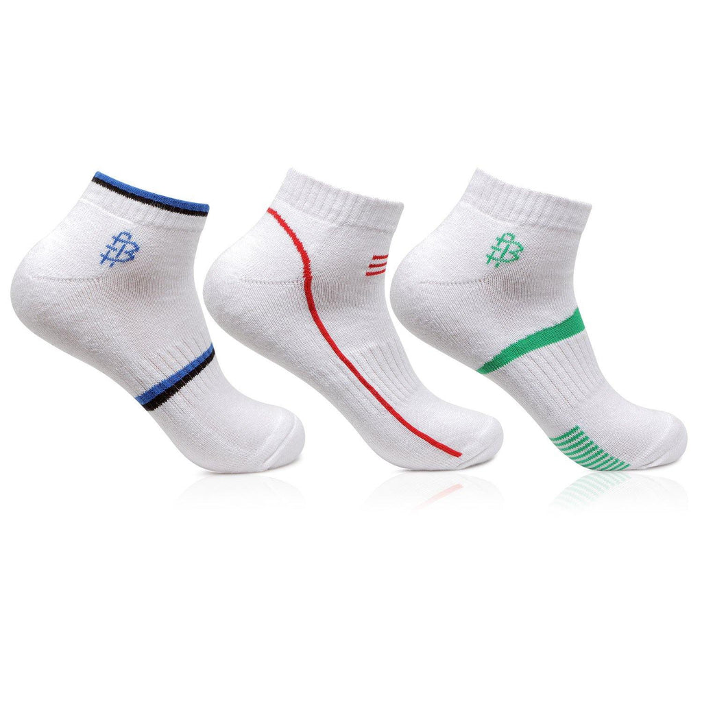 Men's Cushioned White Secret Length Sports Socks- Pack of 3