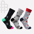 Men Bold Multicolored Crew Socks-Pack of 3
