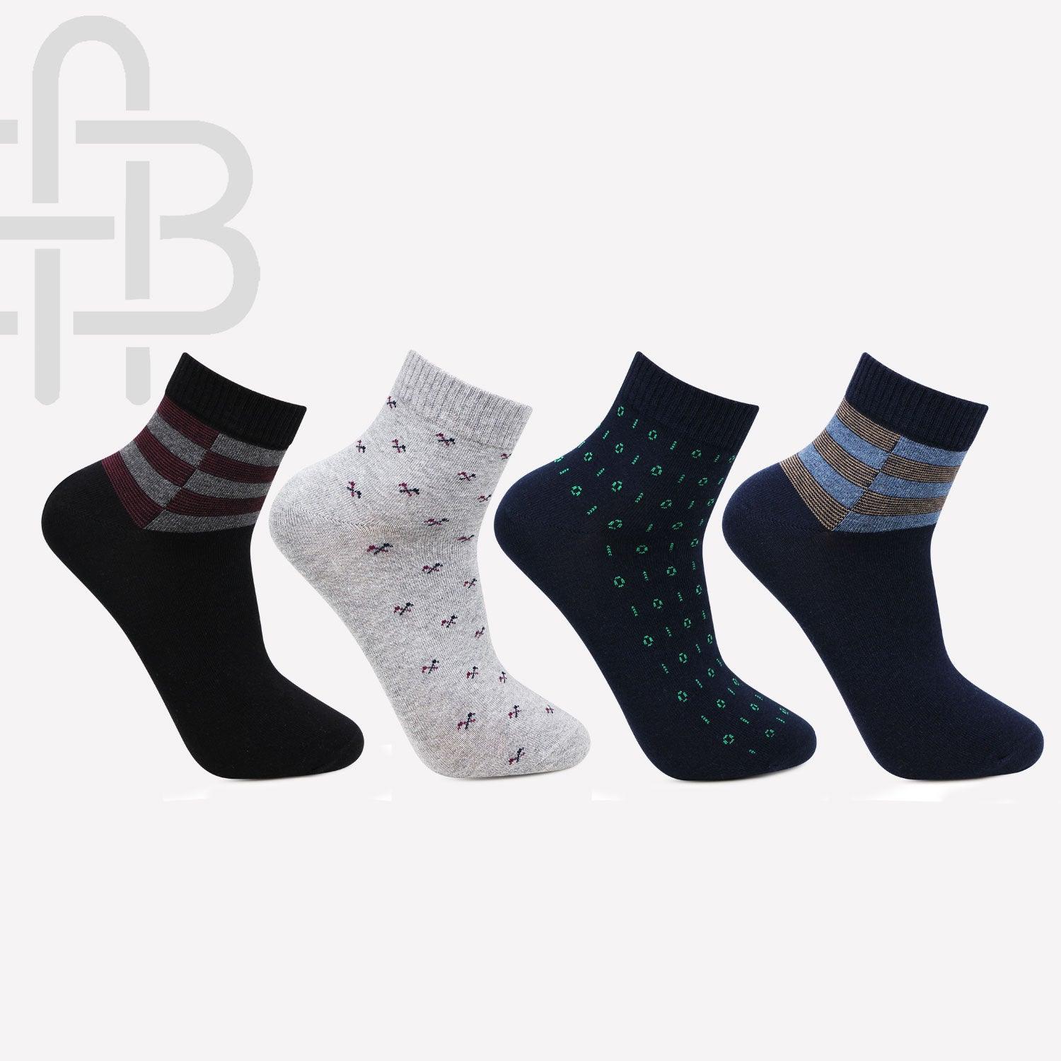 Office Socks Men's Multi designed Formal Ankle Business and Office Socks-Pack Of 4 ...