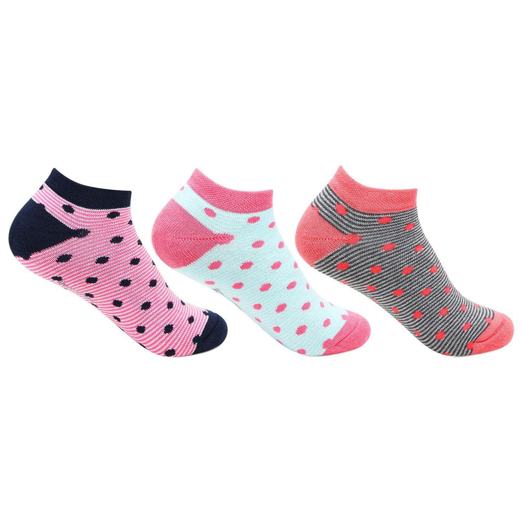 Women's Cushioned Multicolored Ankle Length Sports Socks - Pack Of 3 - Bonjour Group