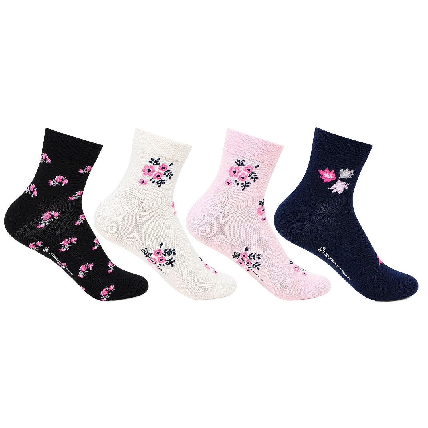 Women's Floral Fancy Socks -Pack Of 4 - Bonjour Group