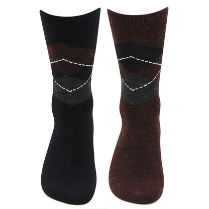 Men's Woolen Argyle Multicolored Crew Socks - Pack Of 2 - Bonjour Group