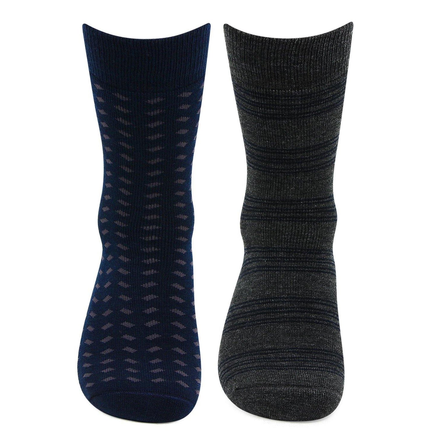 Men's Multicolored Cushioned Woolen Crew Socks - Pack of 2 - Bonjour Group