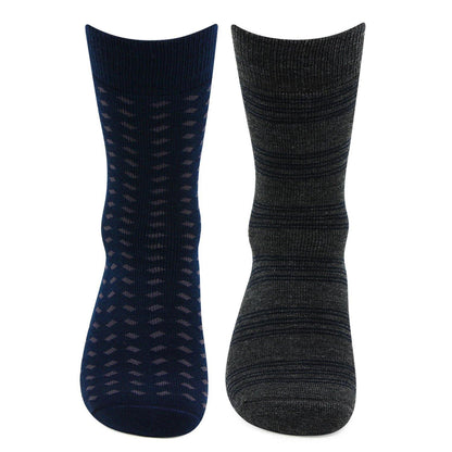 Men's Multicolored Cushioned Woolen Crew Socks - Pack of 2 - Bonjour Group