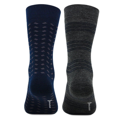 Men's Multicolored Cushioned Woolen Crew Socks - Pack of 2 - Bonjour Group