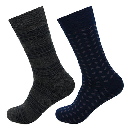 Men's Multicolored Cushioned Woolen Crew Socks - Pack of 2 - Bonjour Group